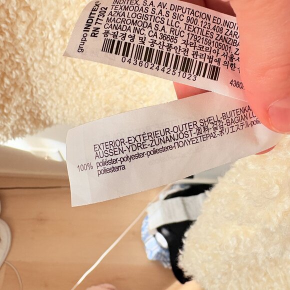 Zara Teddy Bear Faux Shearling Coat Oyster White Blogger Fav Size Small - Picture 13 of 14